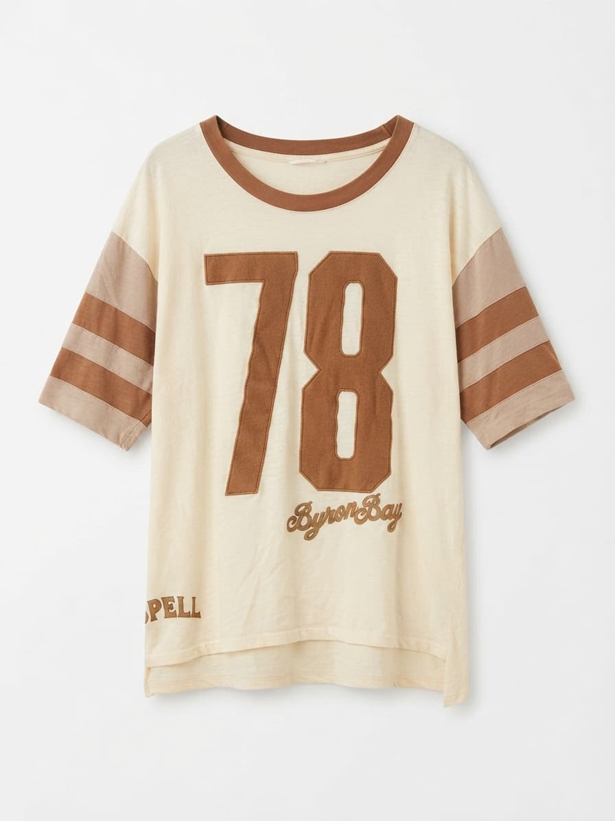 Spell Byron Bay 78 Vintage Style Varsity Jersey T-Shirt Cream Brown — photo 1 of 4