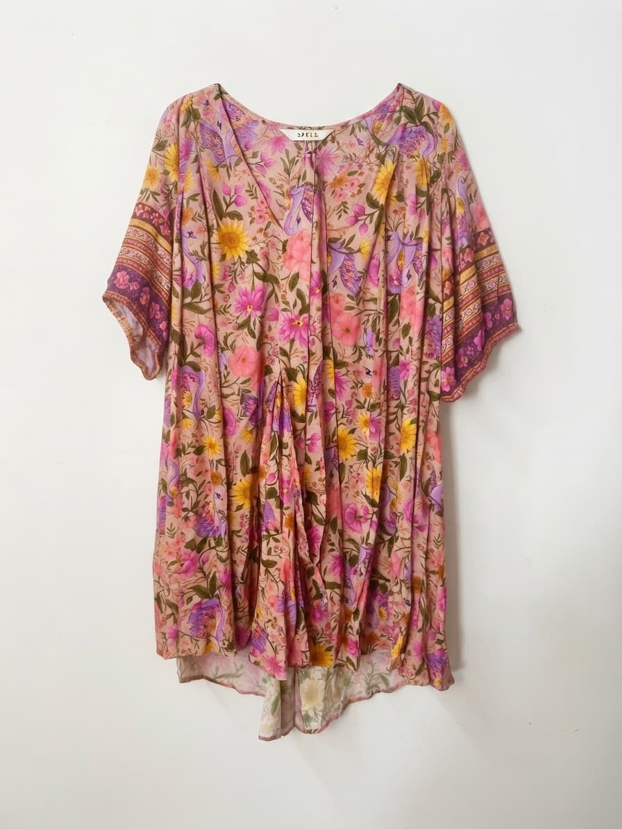 SPELL Swan Lake Floral Mini Tunic Dress Size XS — photo 3 of 4