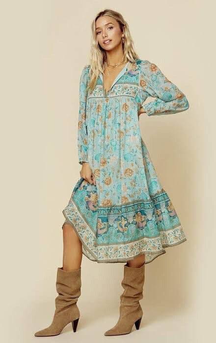 SPELL & THE GYPSY Seashell Boho Dress in Seafoam — photo 1 of 4