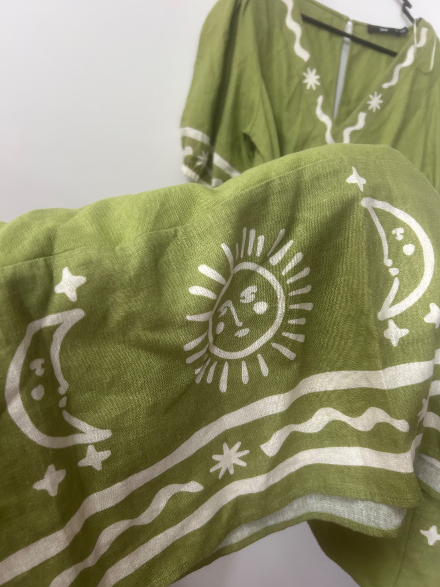 Sportsgirl Green Linen Blend Celestial Embroidered Midi Dress Size 10 — photo 3 of 5