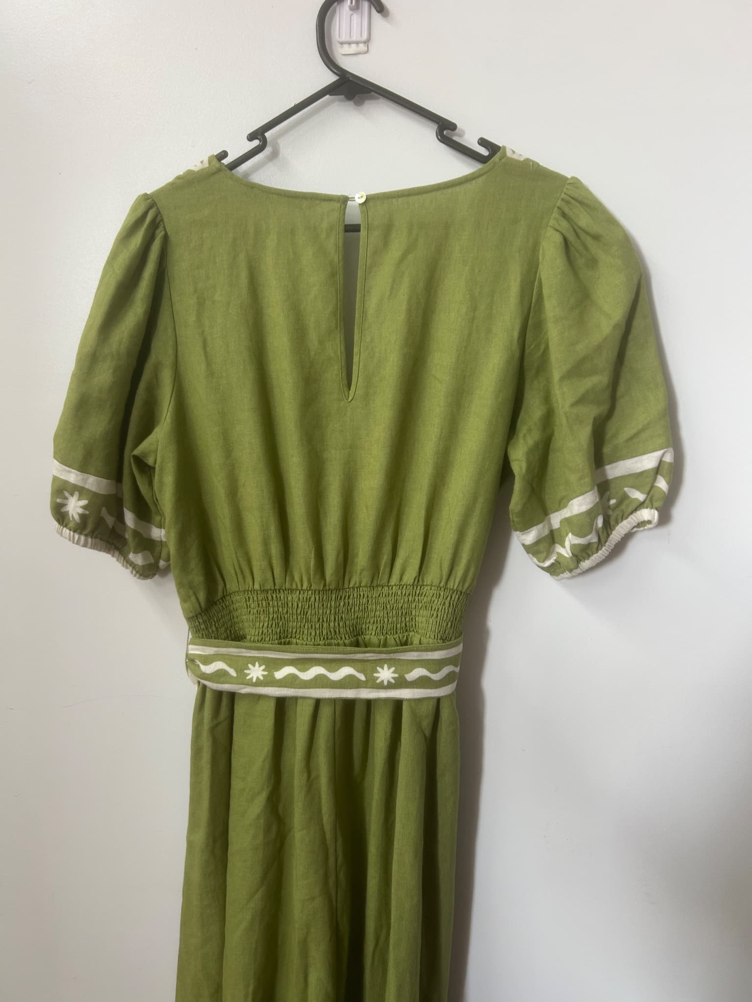 Sportsgirl Green Linen Blend Celestial Embroidered Midi Dress Size 10 — photo 5 of 5
