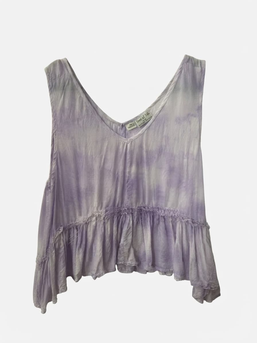 Tree of Life Purple Tie-Dye V-Neck Peplum Tank Top S/M — photo 1 of 3