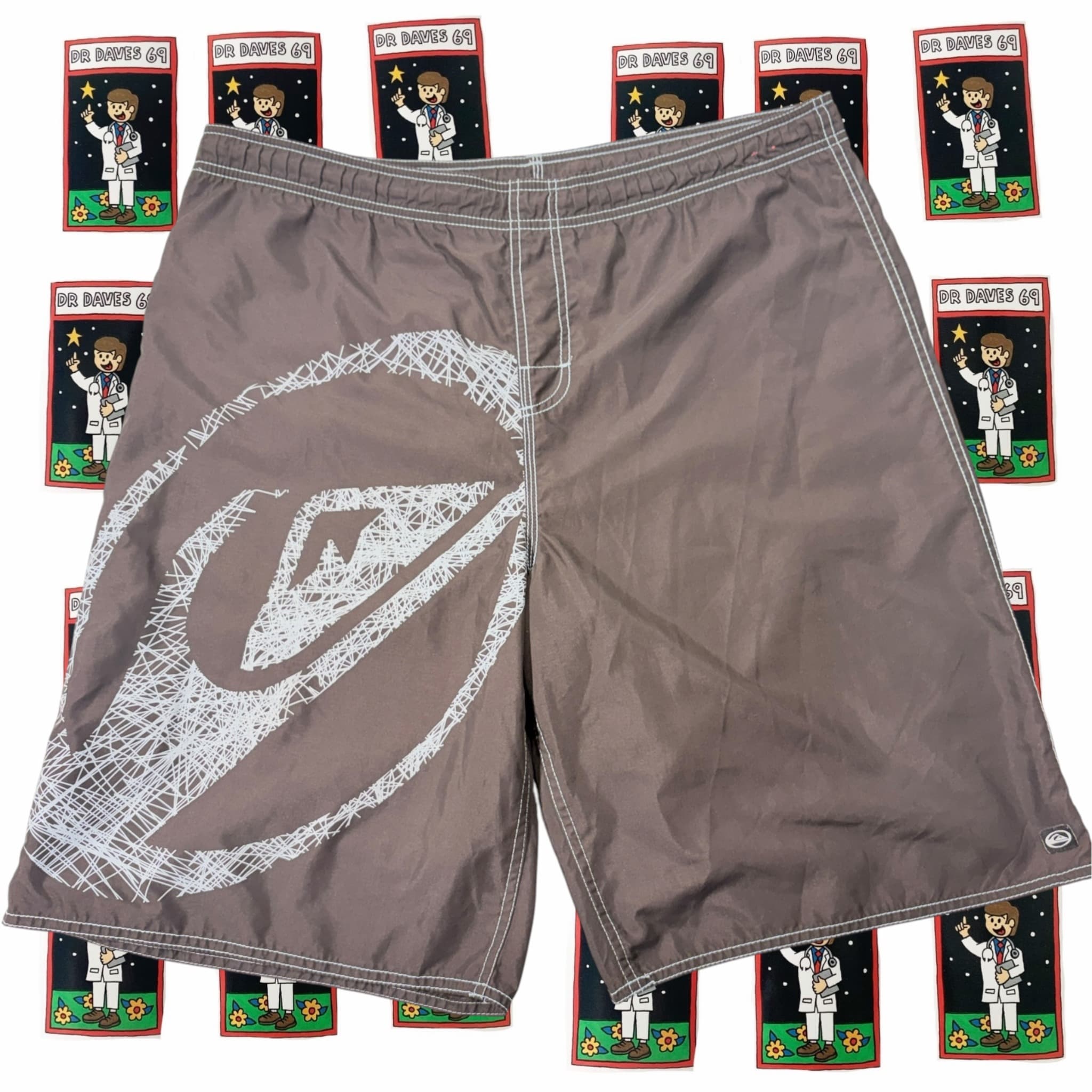 Y2K Quiksilver Men's Elastic Graphic Print Boardshorts Size XL Size 36 — photo 1 of 4