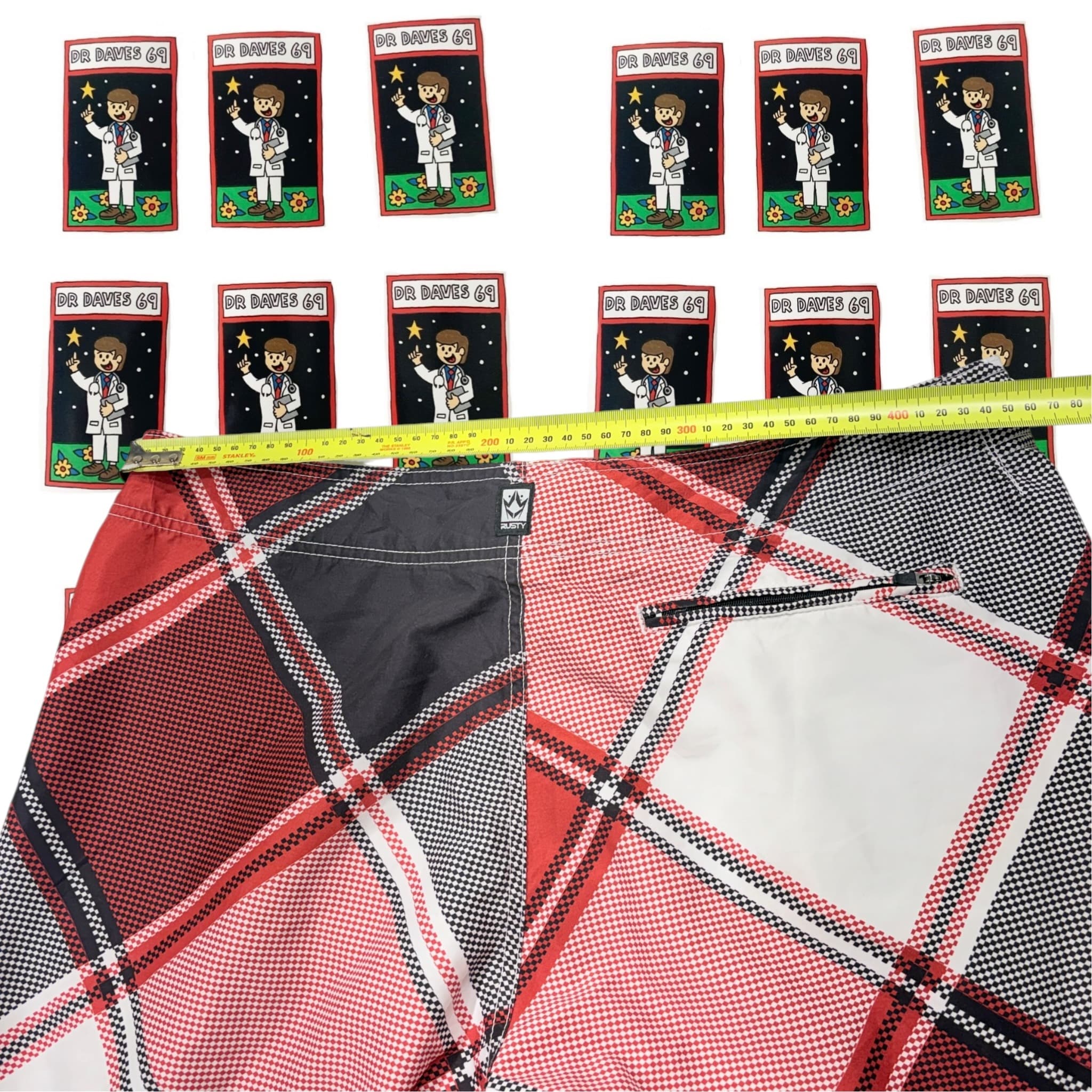 Rusty Men's Plaid Board Shorts Red Black White Size 36 — photo 4 of 6
