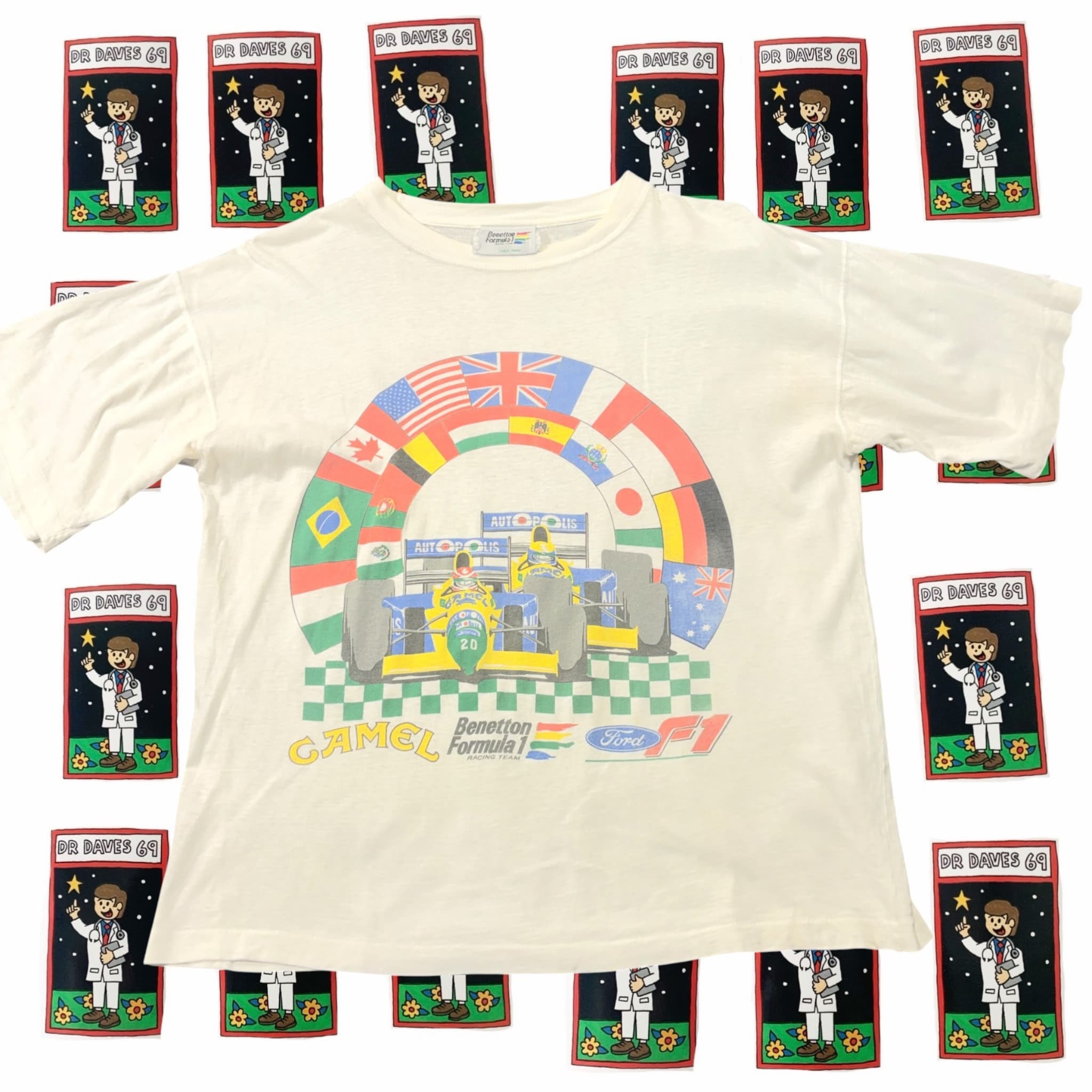 Vintage 90s Camel Benetton Formula 1 Racing Team T-Shirt Fits S-M — photo 1 of 5