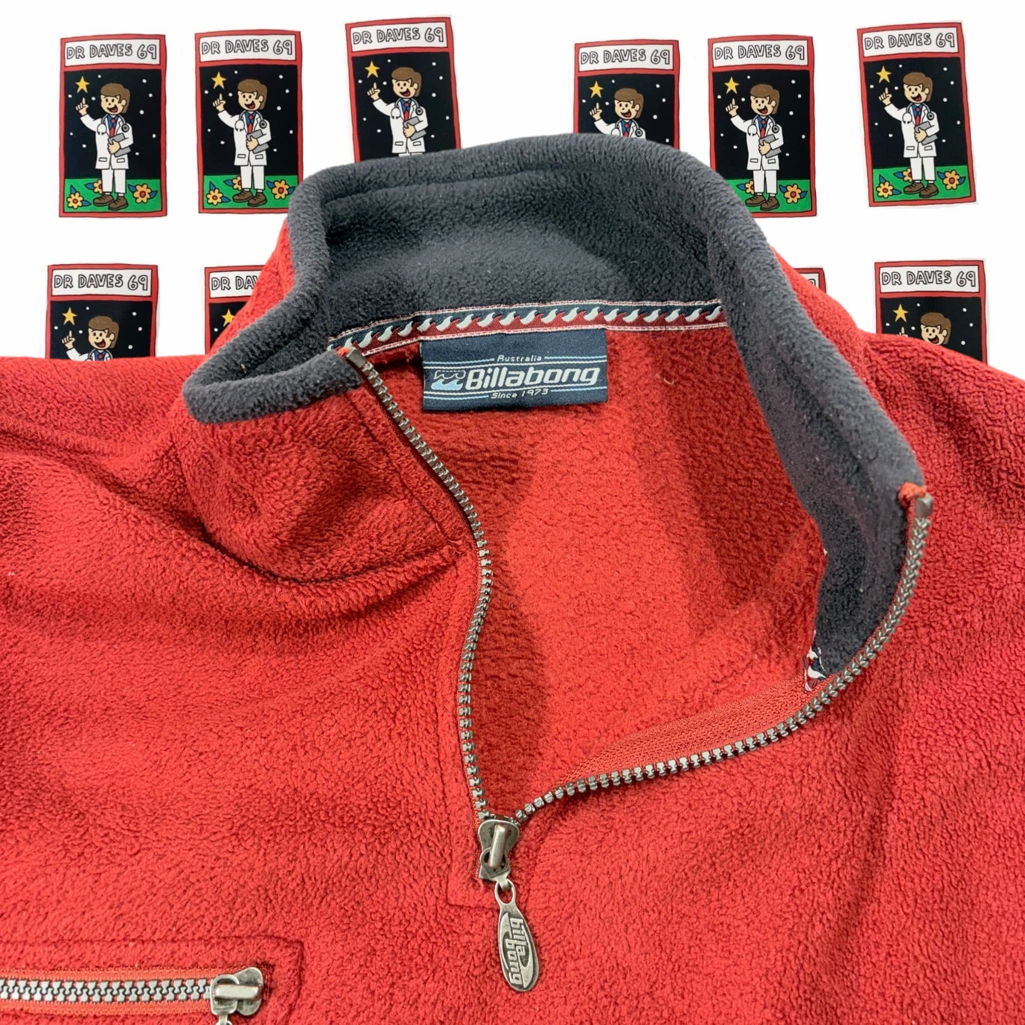 Vintage Billabong Red Fleece Quarter Zip Pullover — photo 2 of 5