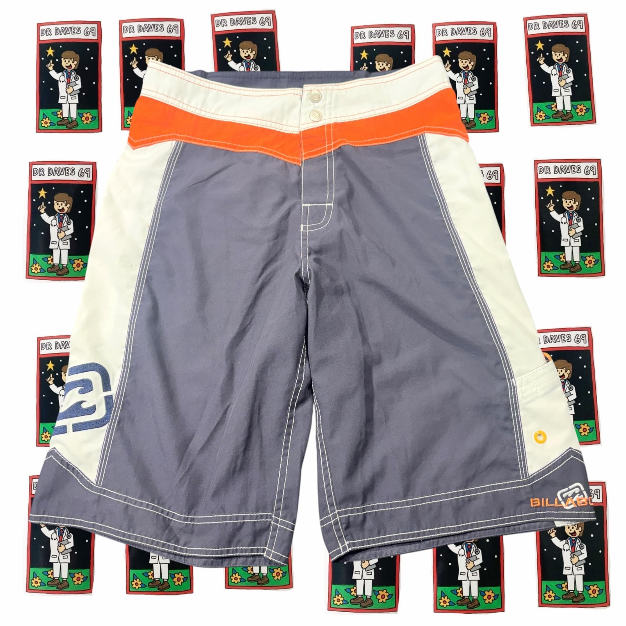 Vintage Billabong Supreme Boardshorts Grey Orange White Size 28 — photo 1 of 6