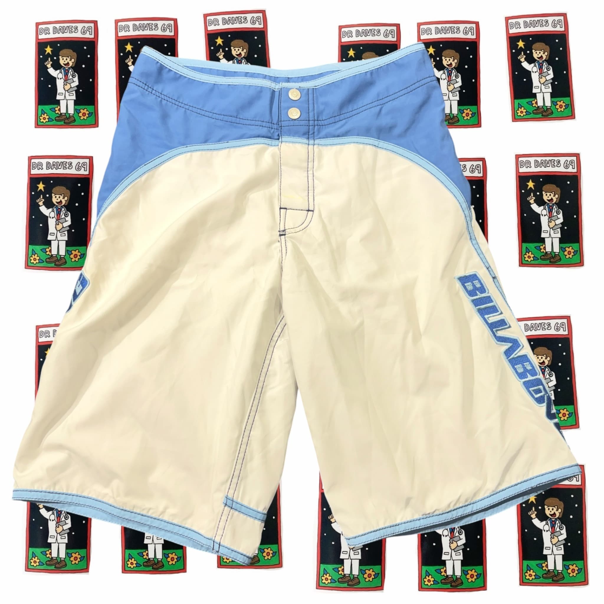Vintage Billabong Surf Boardshorts Blue Cream Size 28 — photo 1 of 5