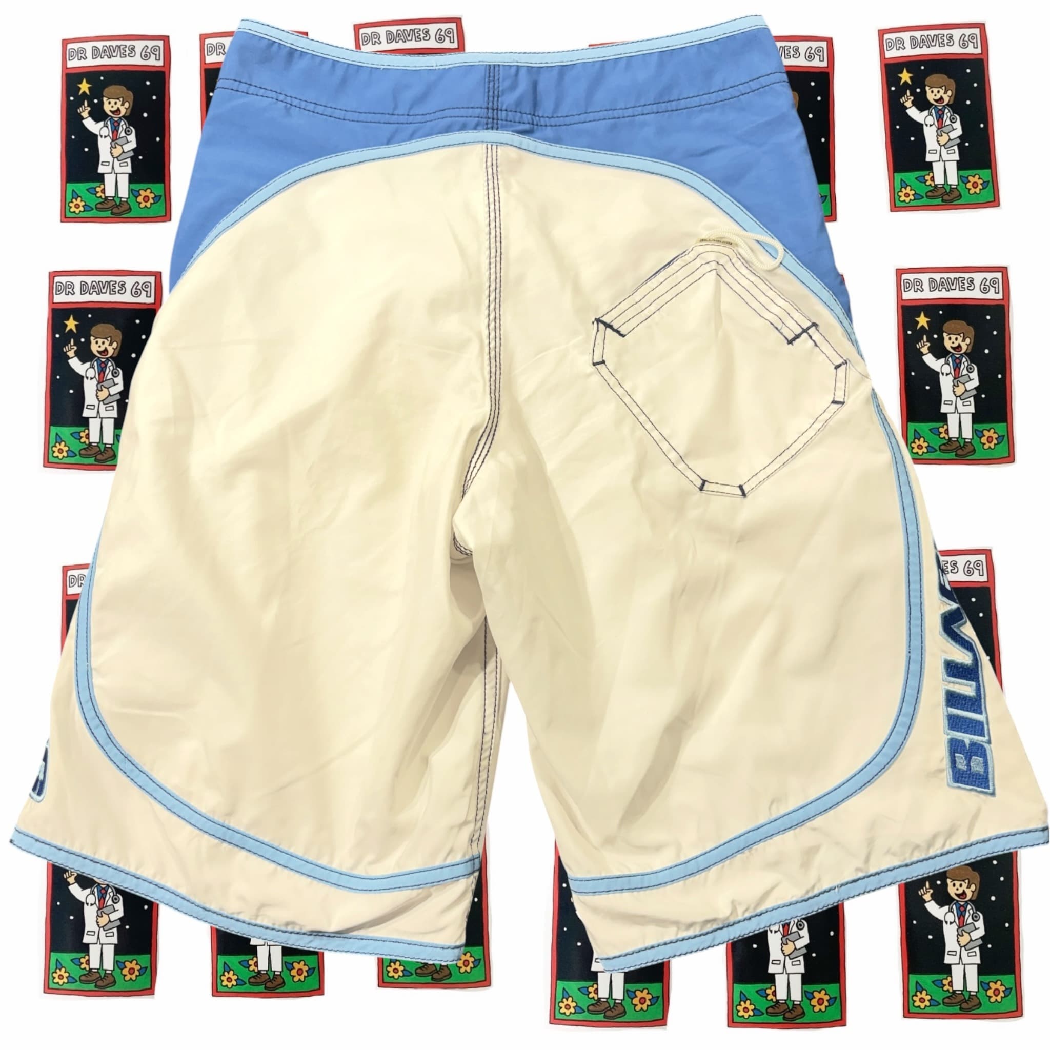 Vintage Billabong Surf Boardshorts Blue Cream Size 28 — photo 3 of 5