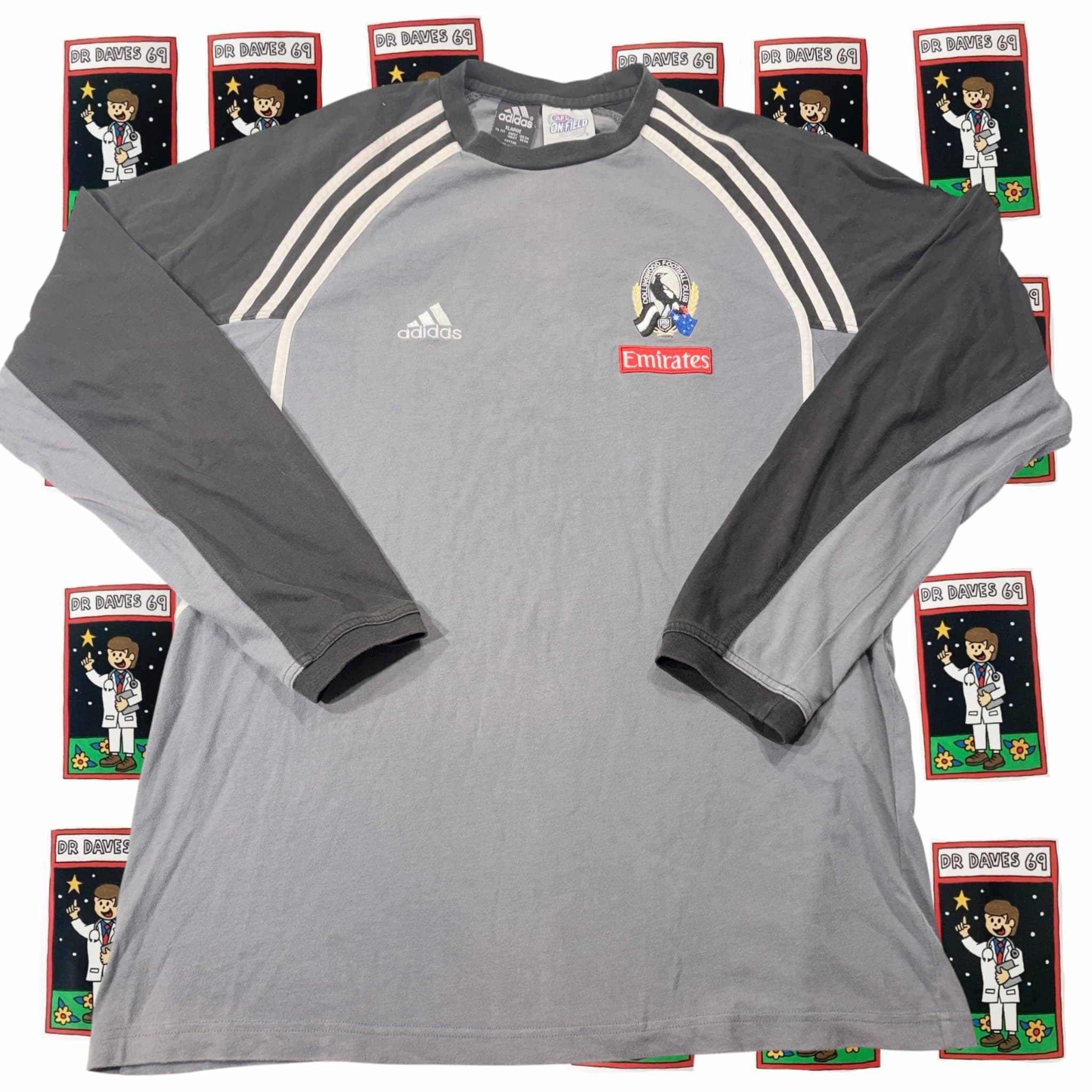Y2K Adidas Collingwood Football Club AFL Long Sleeve Training Shirt