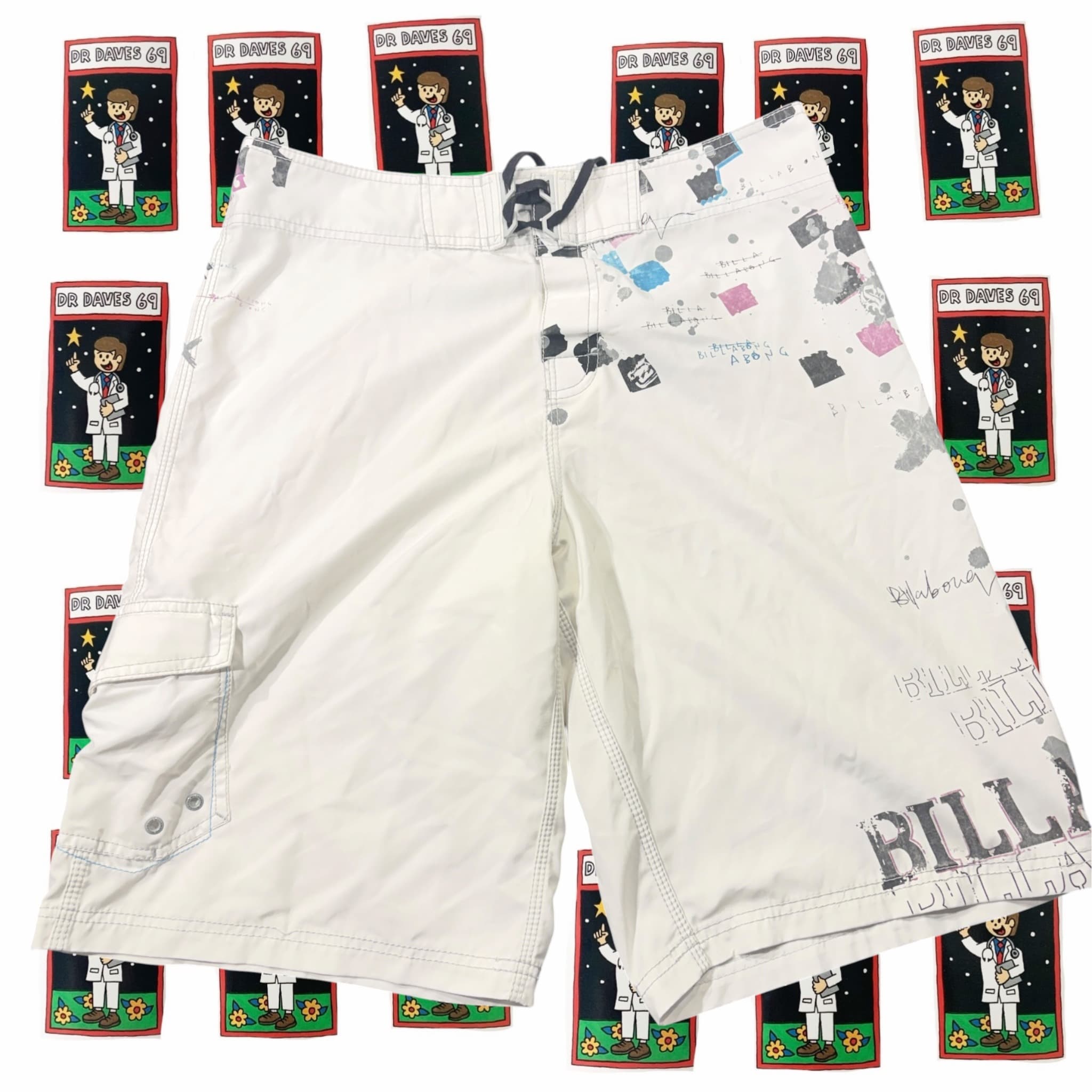 Y2k Billabong Boardshorts White Size 34 — photo 1 of 5
