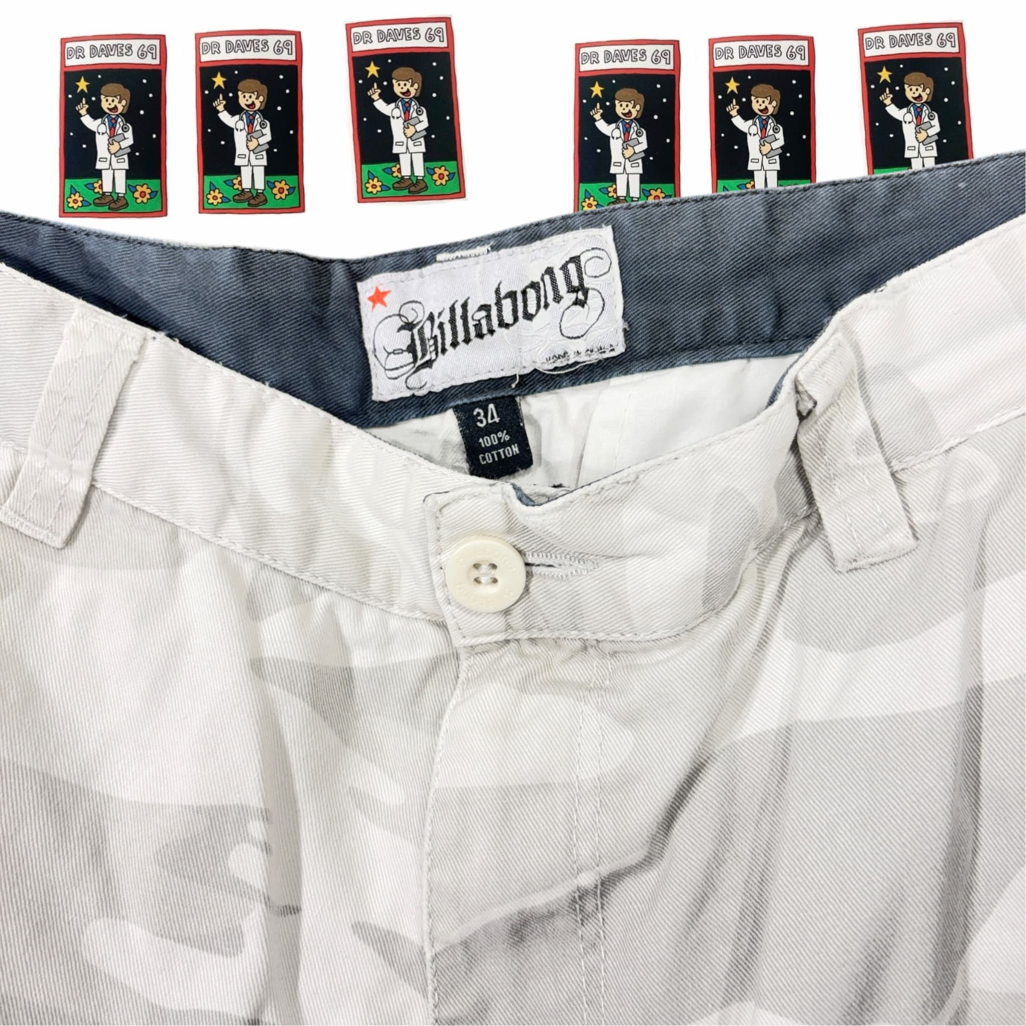 Y2k Billabong Cargo Walkshorts White Size 34 — photo 2 of 6