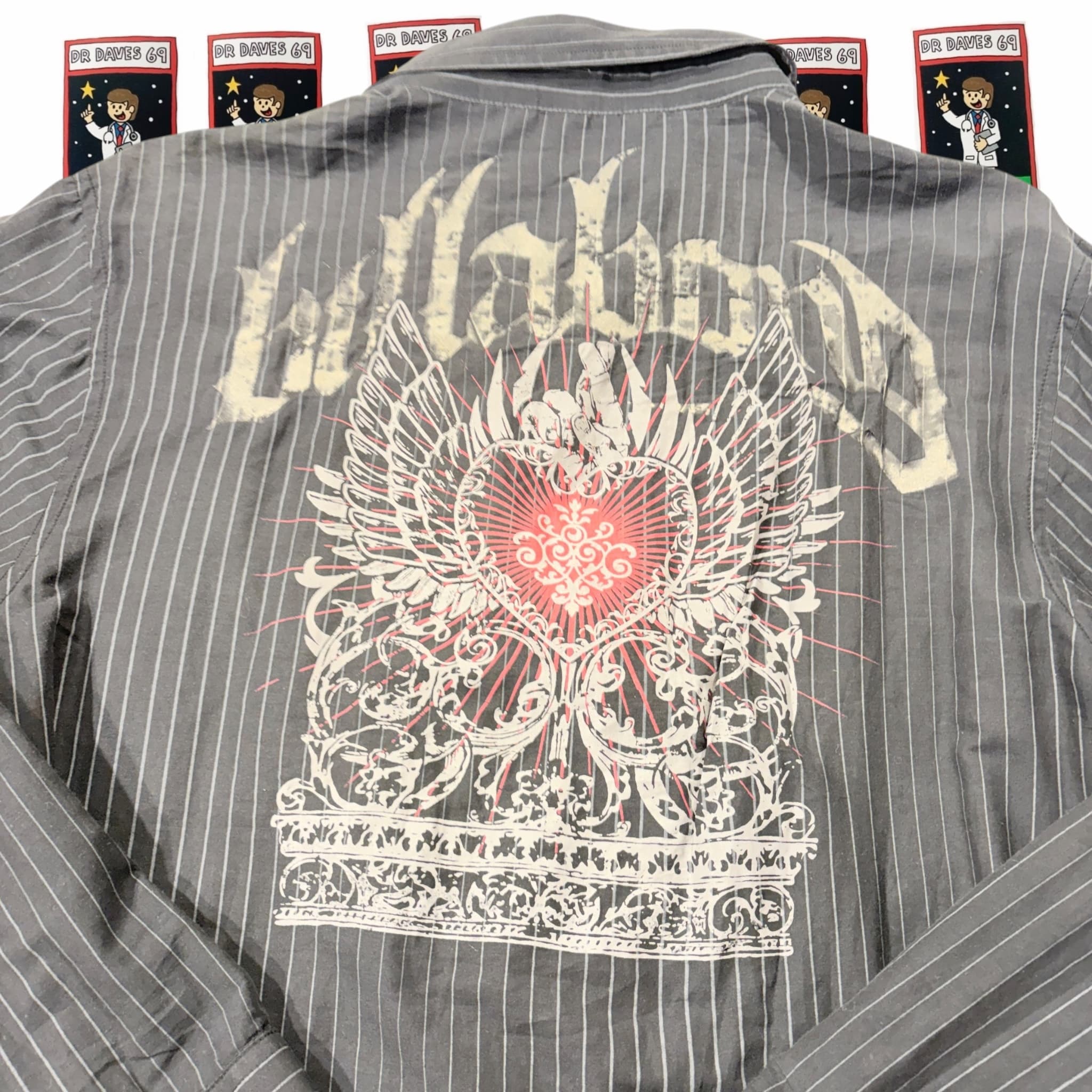 Y2K Billabong Men's Grey Pinstripe Long Sleeve Button-Down Shirt Size L — photo 4 of 6