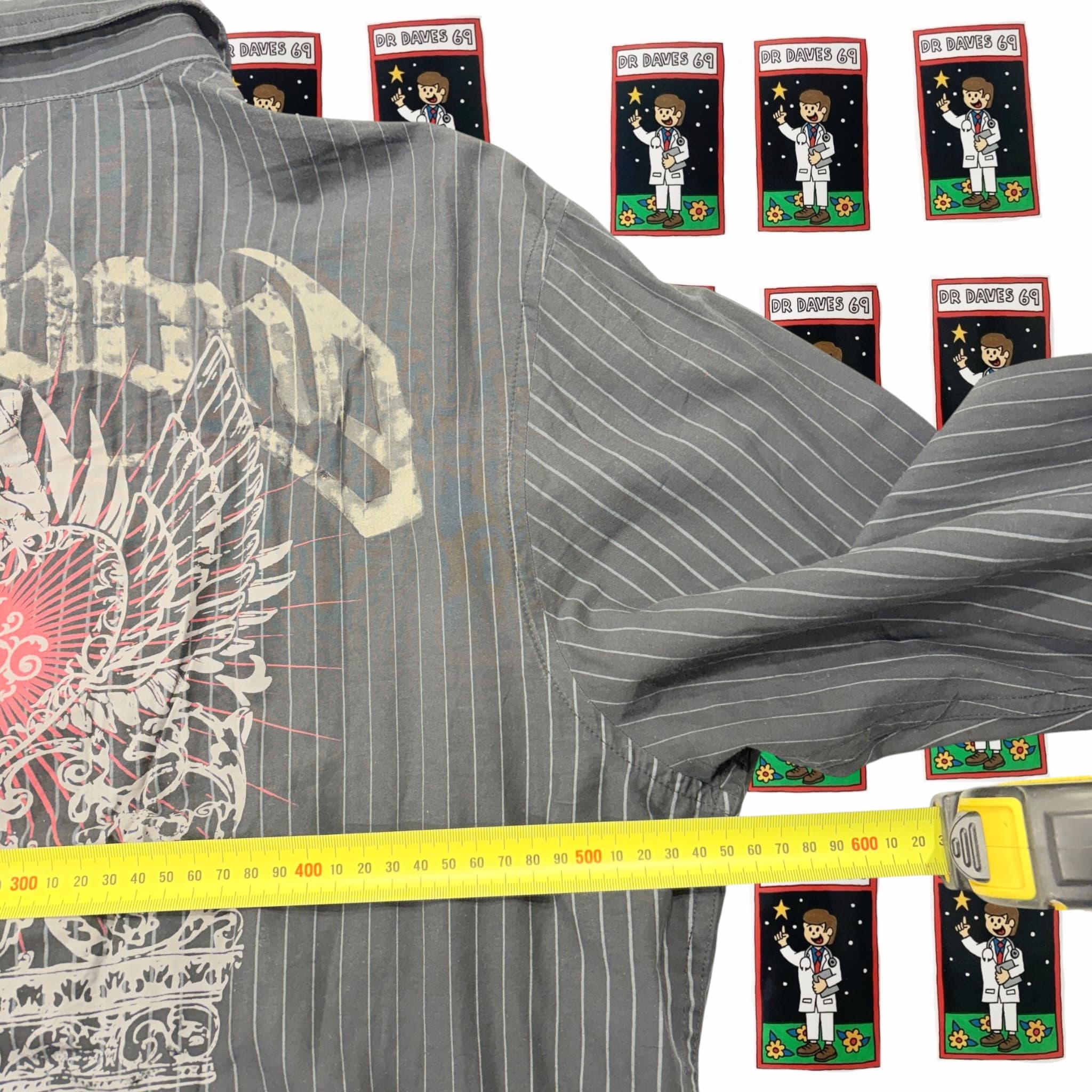 Y2K Billabong Men's Grey Pinstripe Long Sleeve Button-Down Shirt Size L — photo 5 of 6