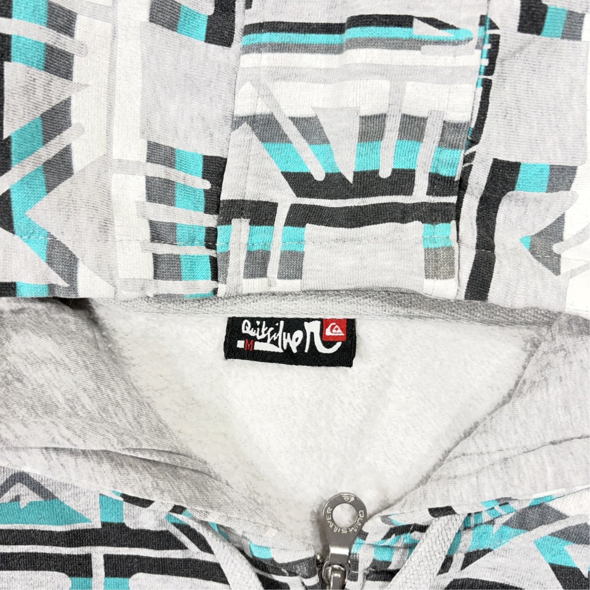 Y2k Quiksilver All-Over Logo Print Zip-Up Hoodie Size M — photo 2 of 4