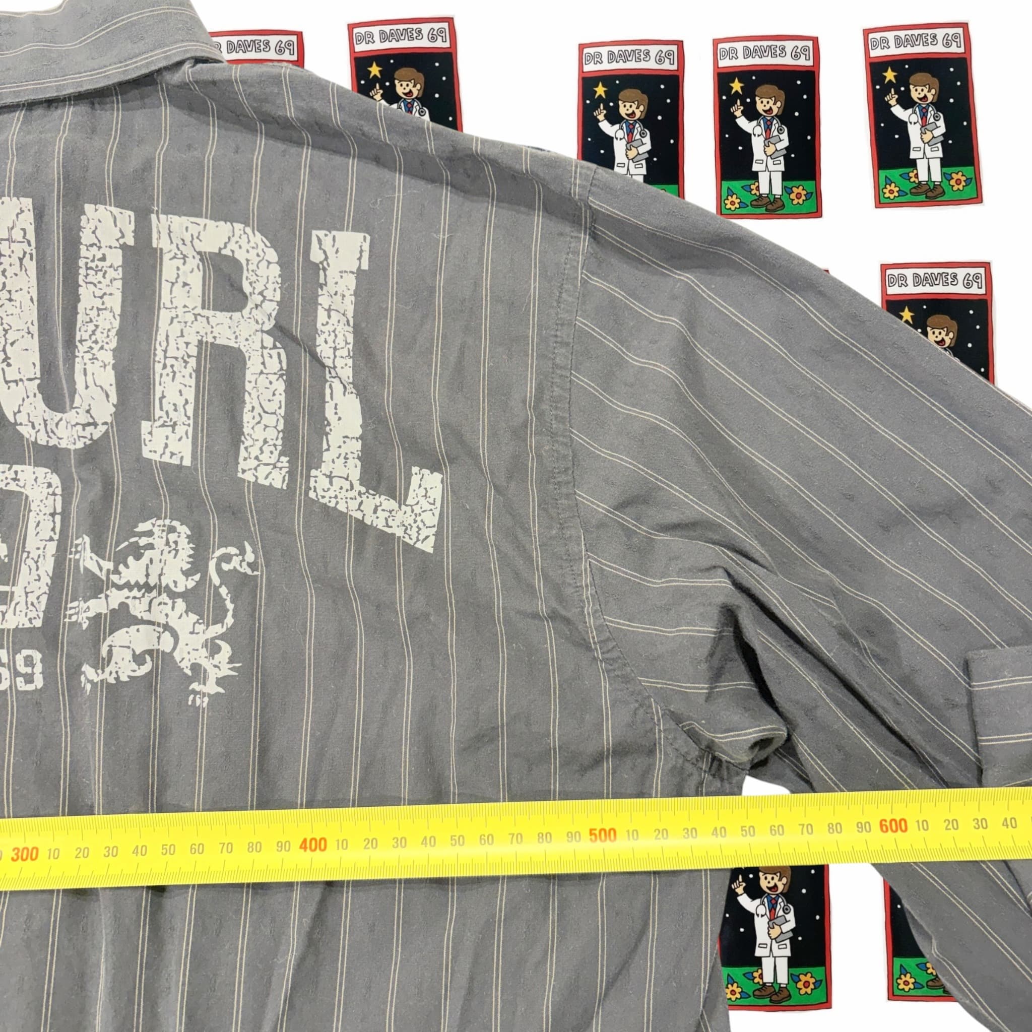 Y2K Rip Curl Men's Grey Striped Long Sleeve Button-Down Shirt XL — photo 4 of 5
