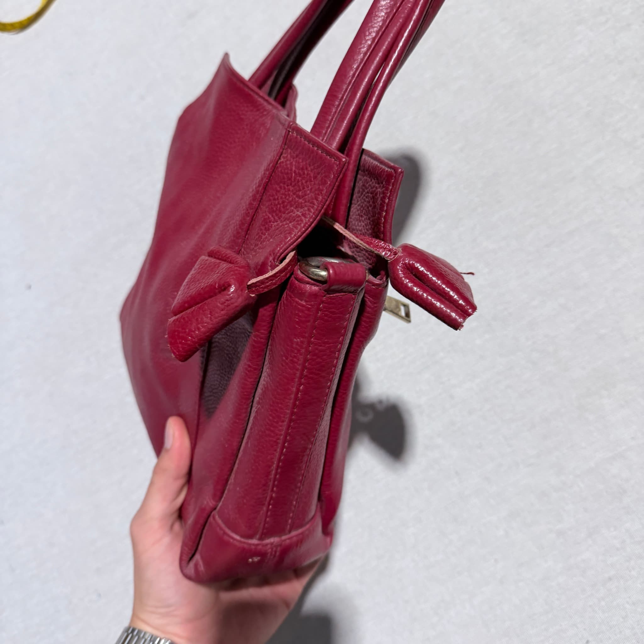 Fossil Sydney Shopper Tote Bag Red Pebbled Leather Handbag — photo 3 of 6