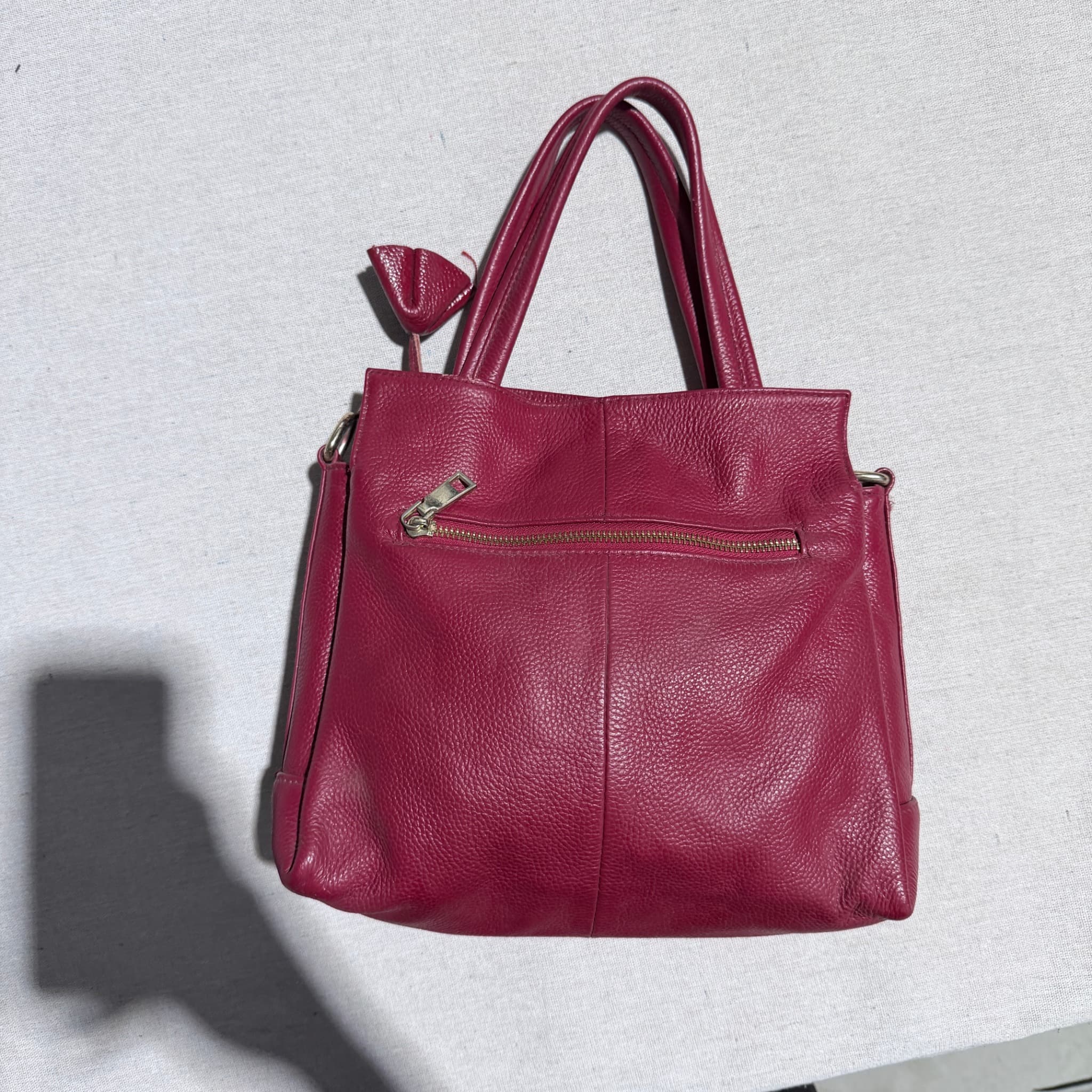 Fossil Sydney Shopper Tote Bag Red Pebbled Leather Handbag — photo 4 of 6