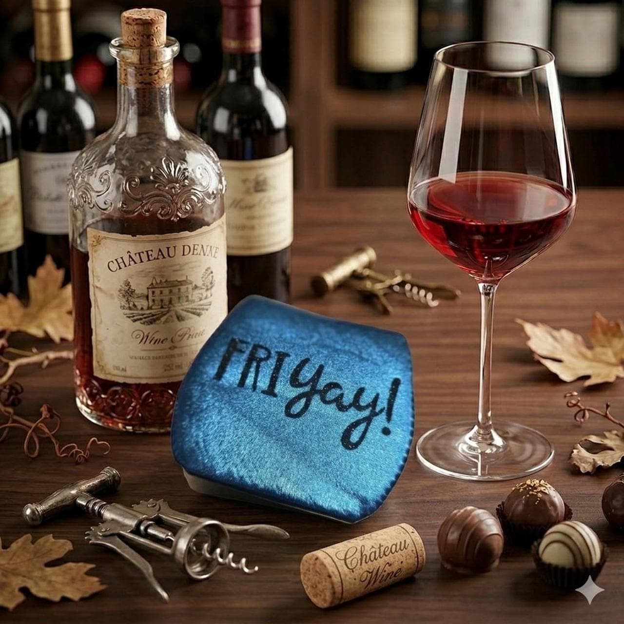 Blue Friyay Wine Cooler With Black Glitter Font โ photo 1 of 2