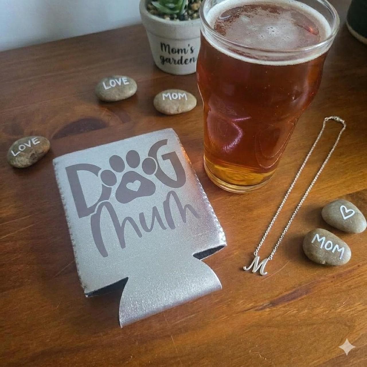 Silver Dog Mum Stubby Cooler With Lilac Font โ photo 1 of 2
