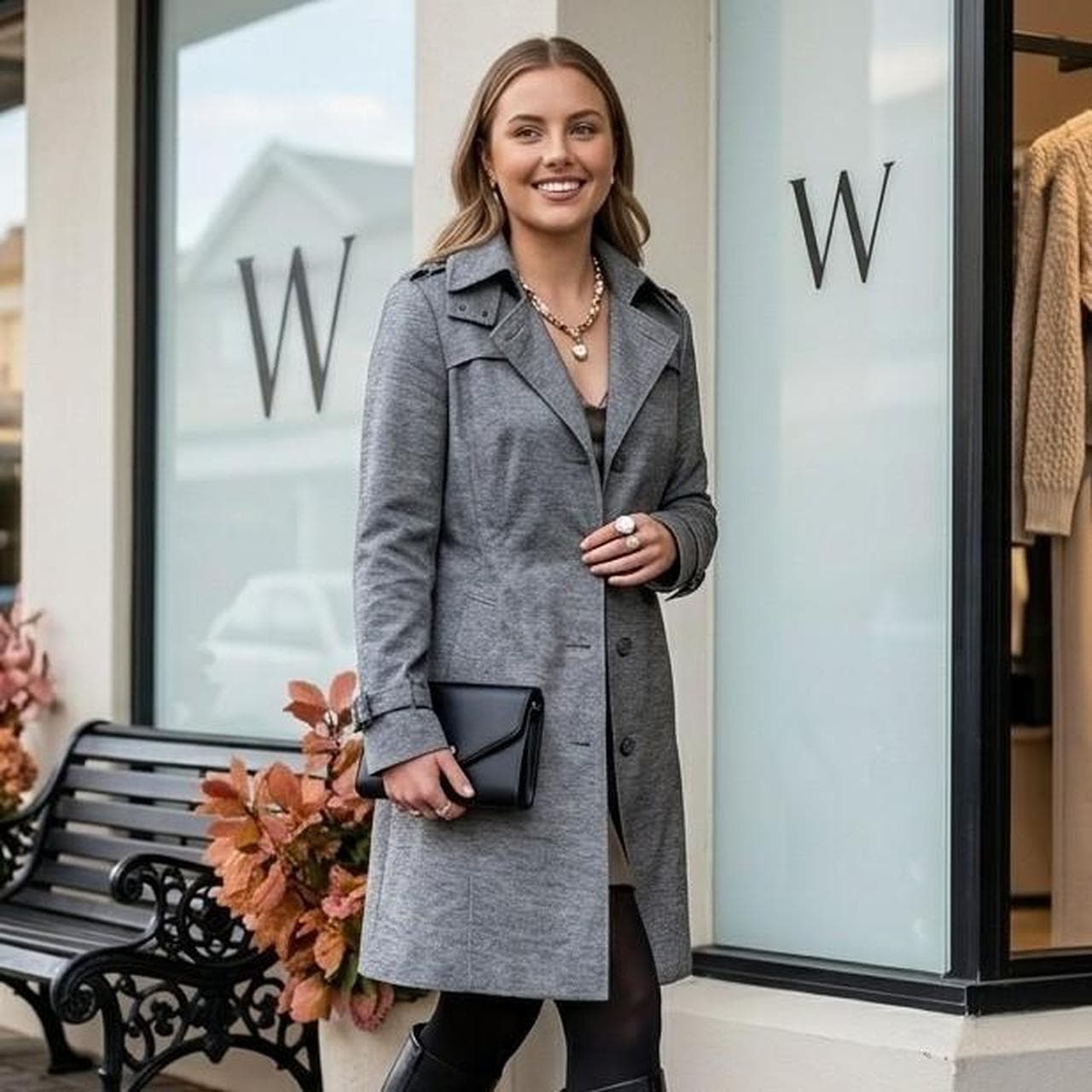 Witchery Grey Trench Coat With Removable Hood โ photo 1 of 8