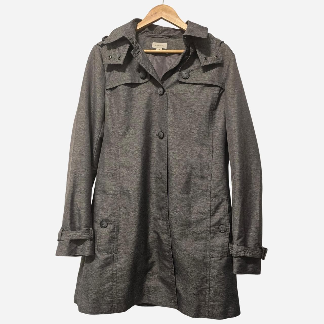 Witchery Grey Trench Coat With Removable Hood โ photo 2 of 8
