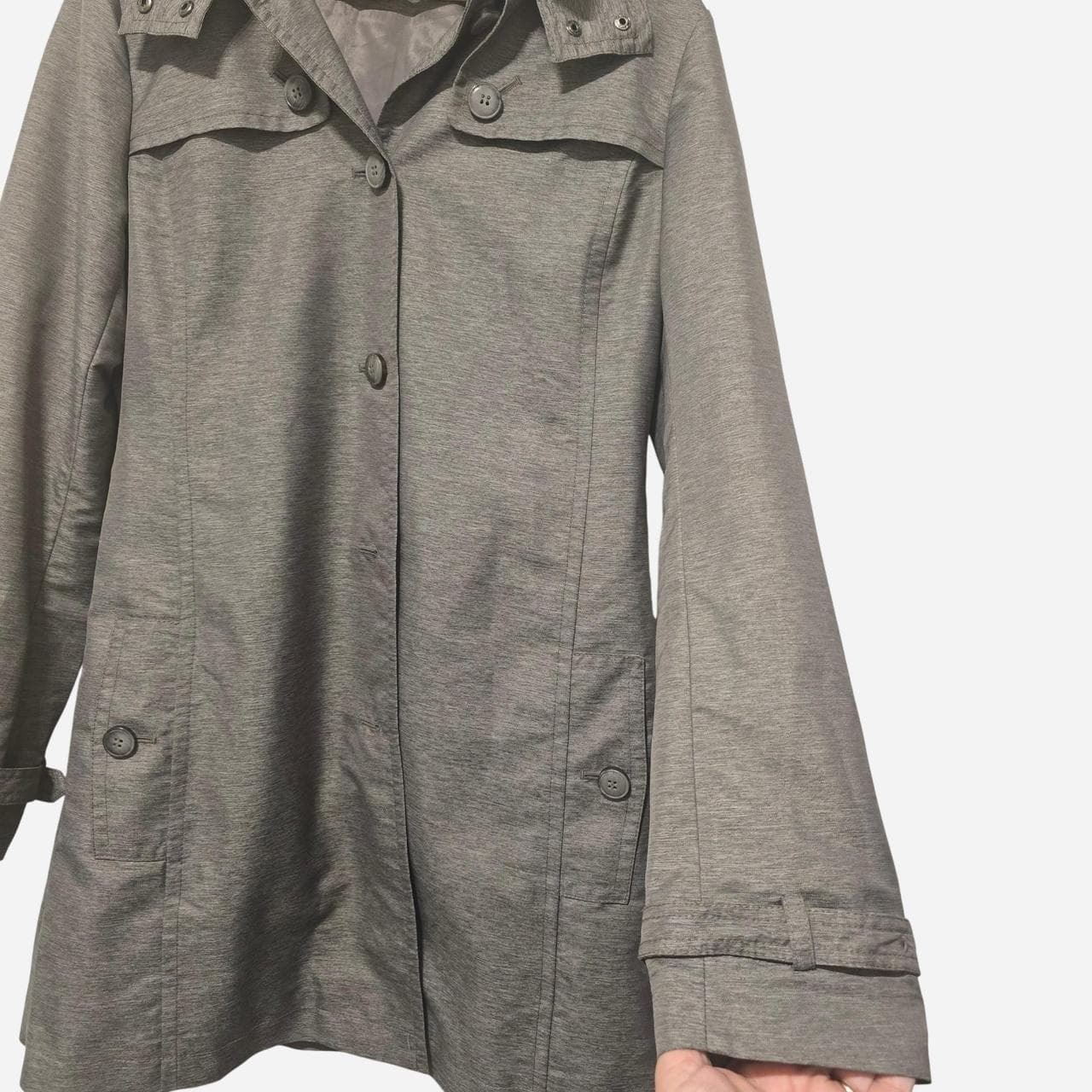 Witchery Grey Trench Coat With Removable Hood โ photo 6 of 8
