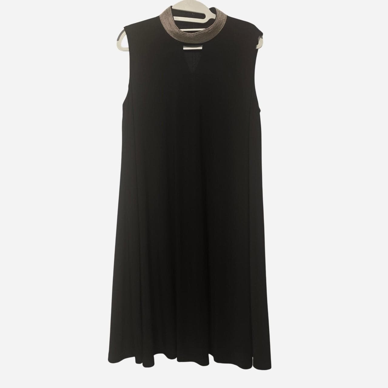 Joseph Ribkoff Black A-Line Dress With Gold Collar Detail β photo 2 of 7