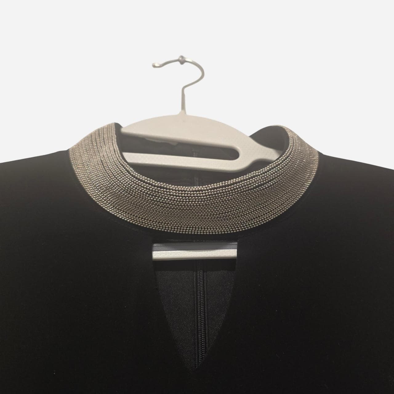Joseph Ribkoff Black A-Line Dress With Gold Collar Detail β photo 3 of 7