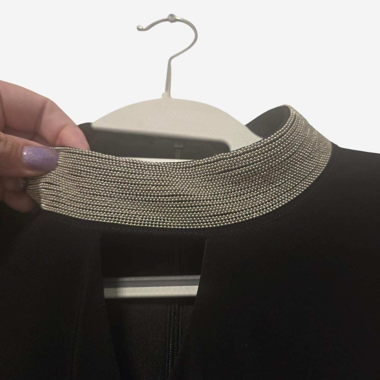 Joseph Ribkoff Black A-Line Dress With Gold Collar Detail β photo 4 of 7
