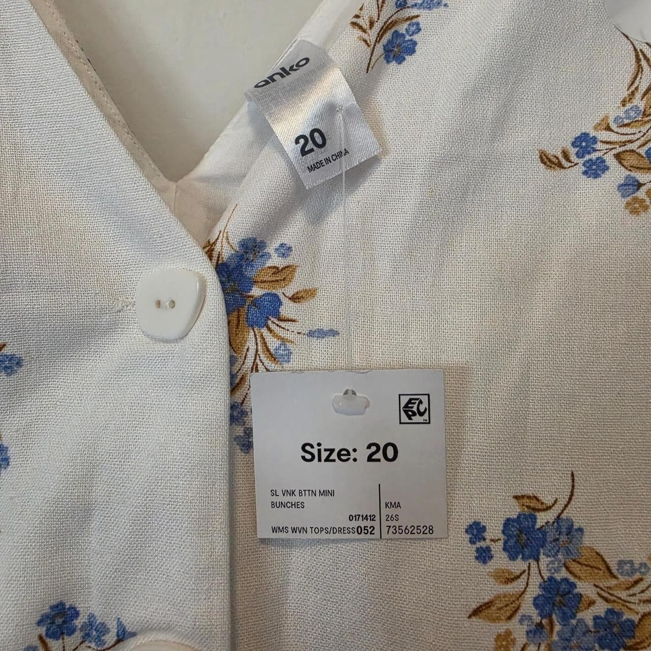Kmart White Mini Dress With Blue Floral Pattern — photo 4 of 5