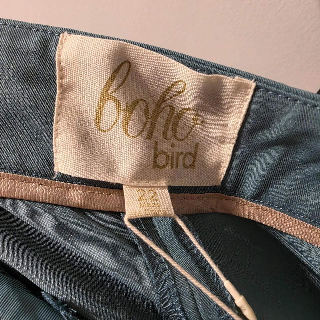 Boho Bird Teal Blue High Waisted Wide Leg Trousers โ photo 5 of 6