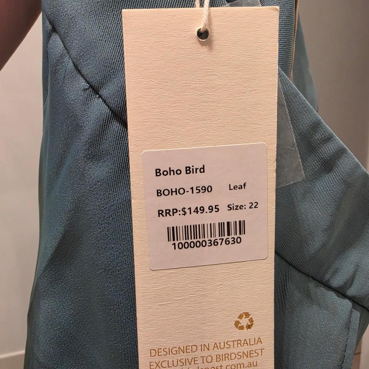 Boho Bird Teal Blue High Waisted Wide Leg Trousers โ photo 6 of 6