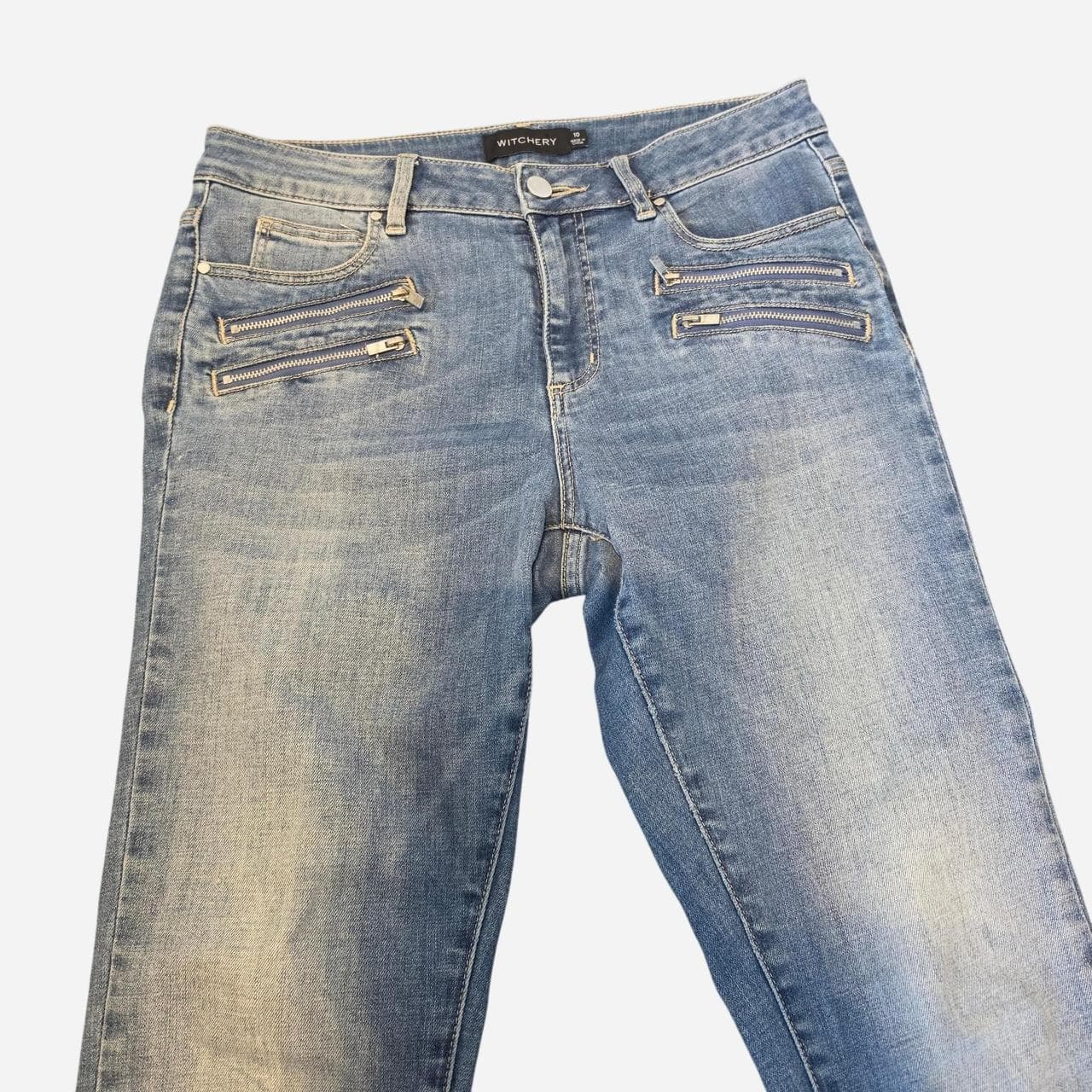Witchery Blue Jeans With Zippers — photo 4 of 7