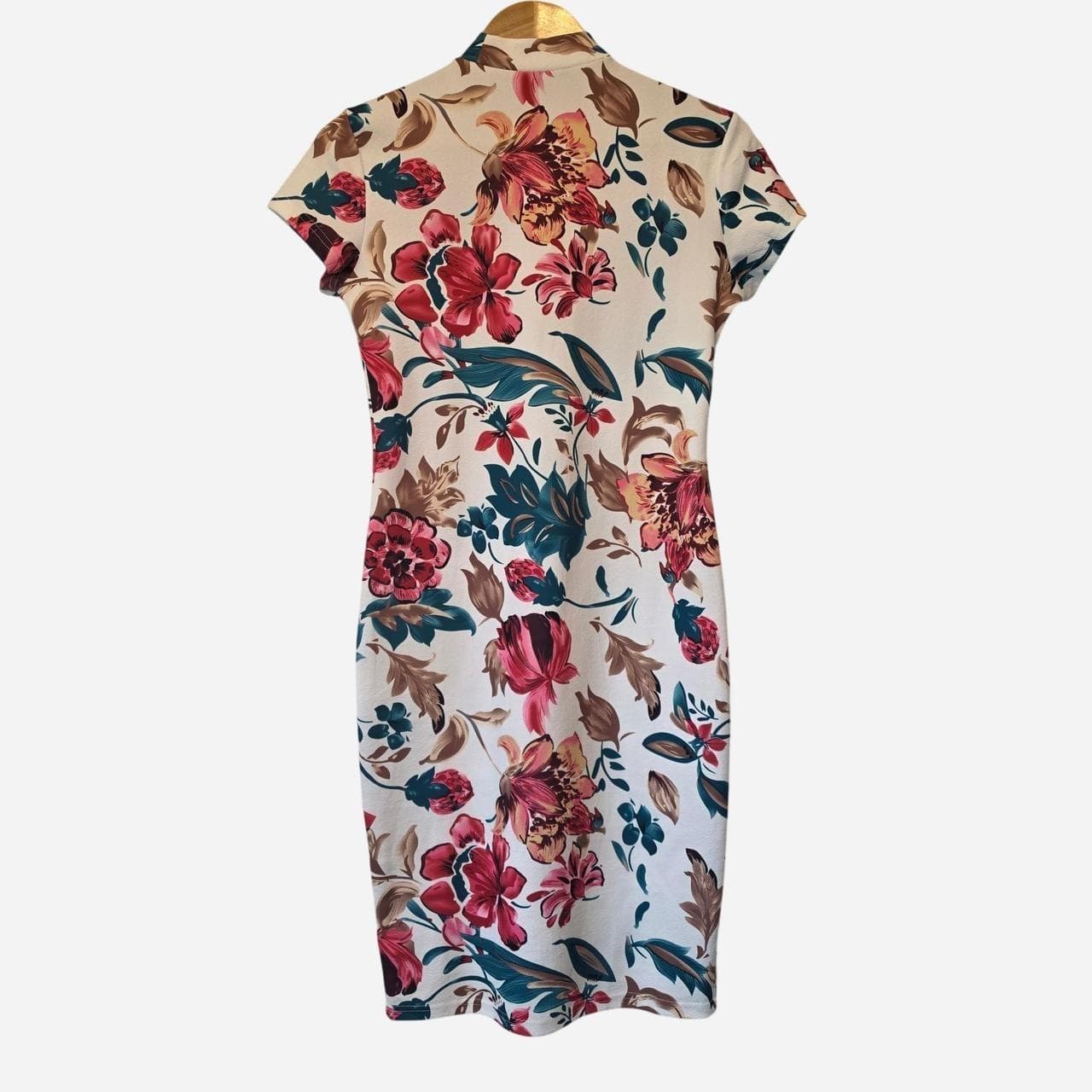 SHEIN Floral Midi Dress With High Neck And Short Sleeves β photo 5 of 7