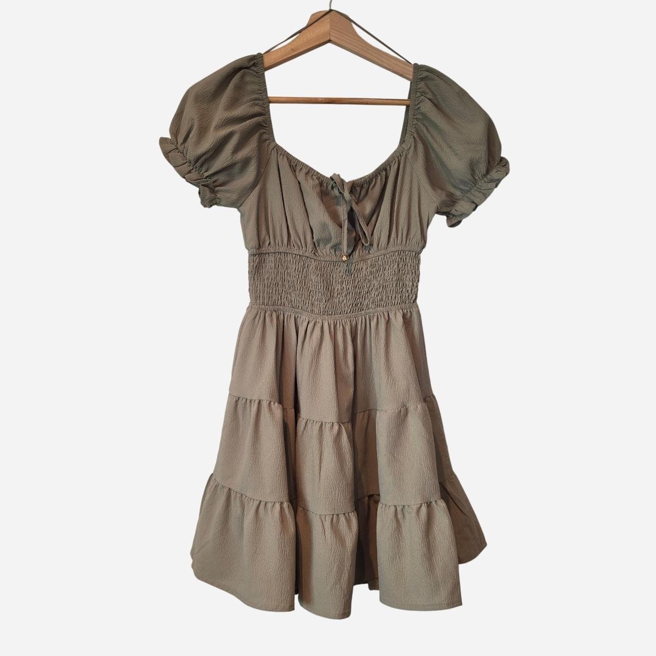 Ally B Khaki Fit And Flare Casual Dress — photo 1 of 7