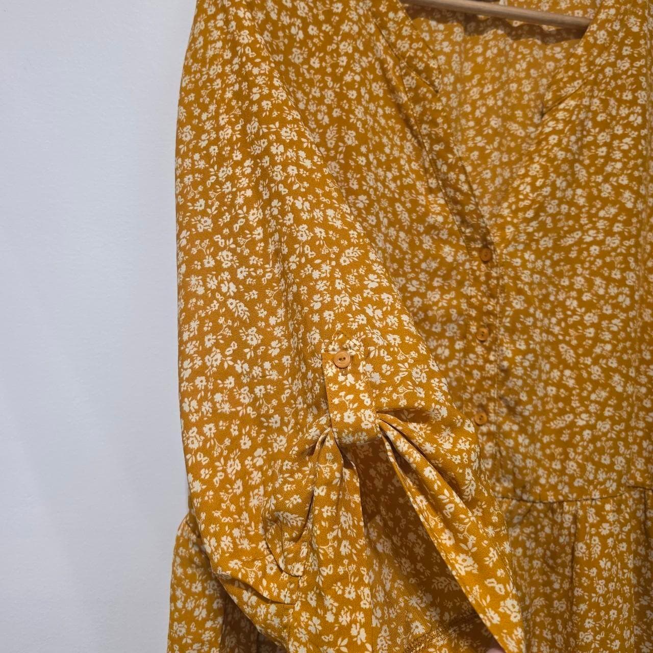 Autograph Mustard Floral High Low Blouse — photo 7 of 8