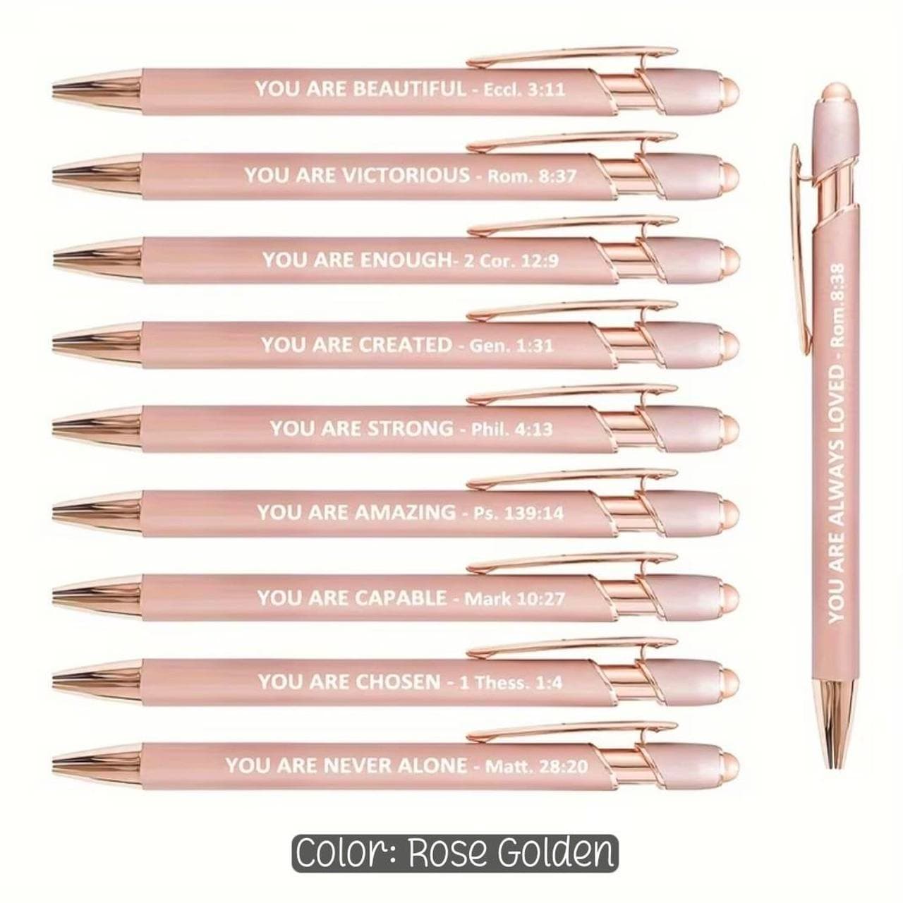 Rose Gold Motivational Bible Verse Pens 10 Pack โ photo 1 of 2