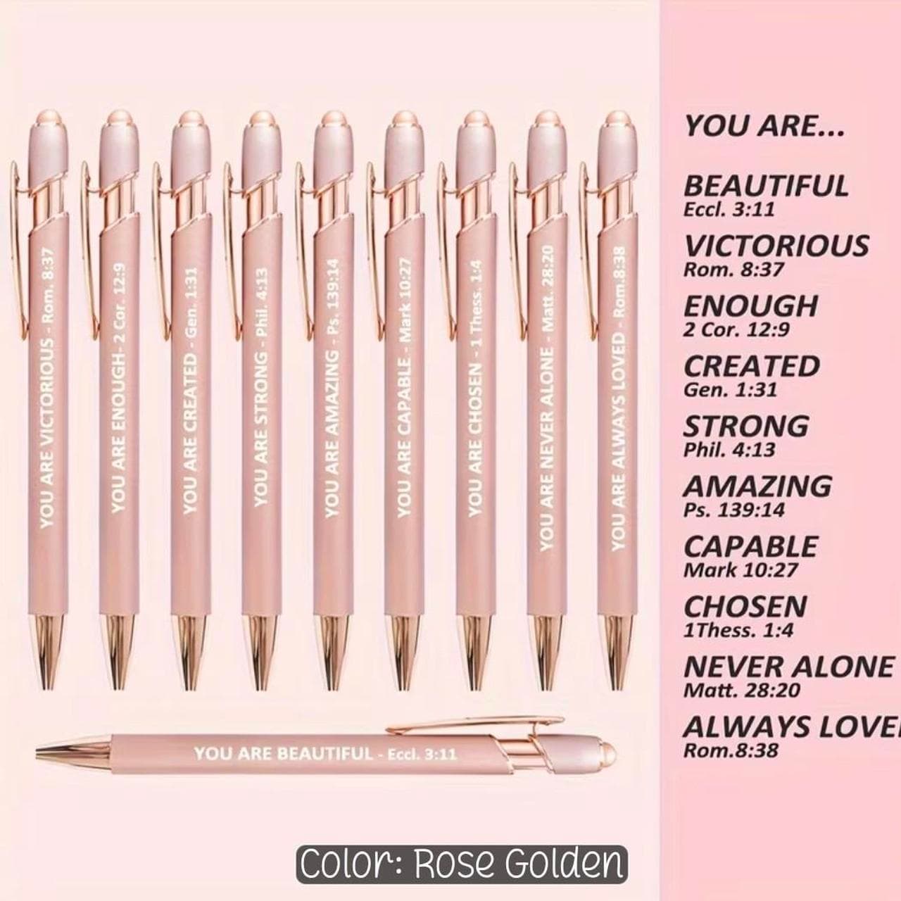 Rose Gold Motivational Bible Verse Pens 10 Pack โ photo 2 of 2
