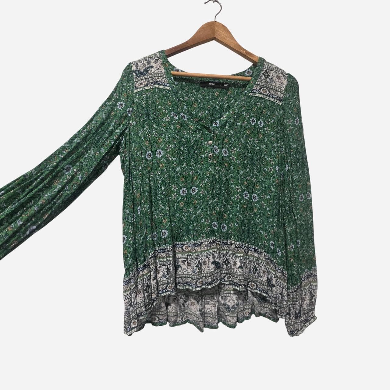 Sportsgirl Green Floral Paisley Print Blouse — photo 1 of 6