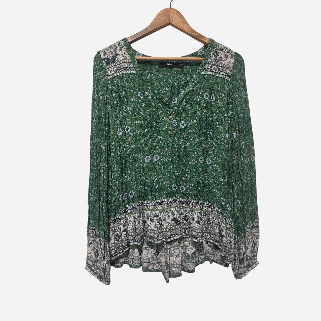 Sportsgirl Green Floral Paisley Print Blouse — photo 3 of 6