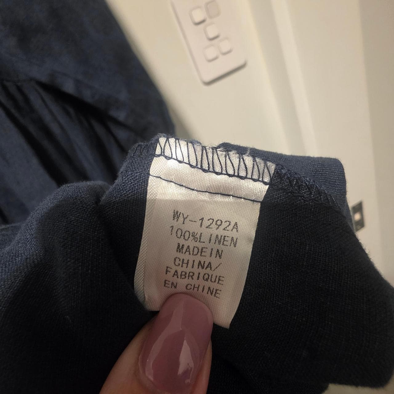 Worthier Navy Blue Linen Dress With Tie Front Detail — photo 6 of 6