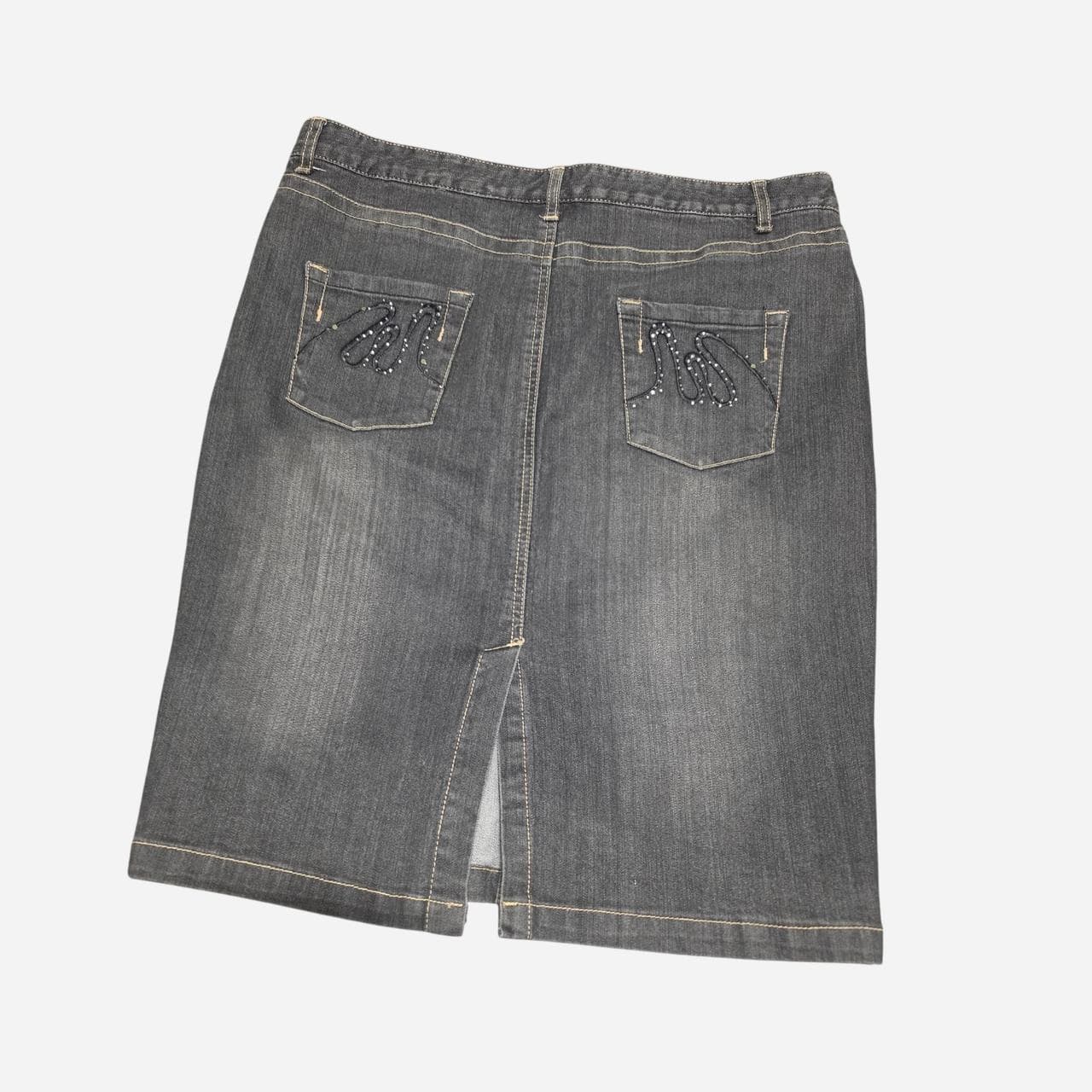 Y2K Navy Denim Skirt With Beaded Pockets โ photo 2 of 6