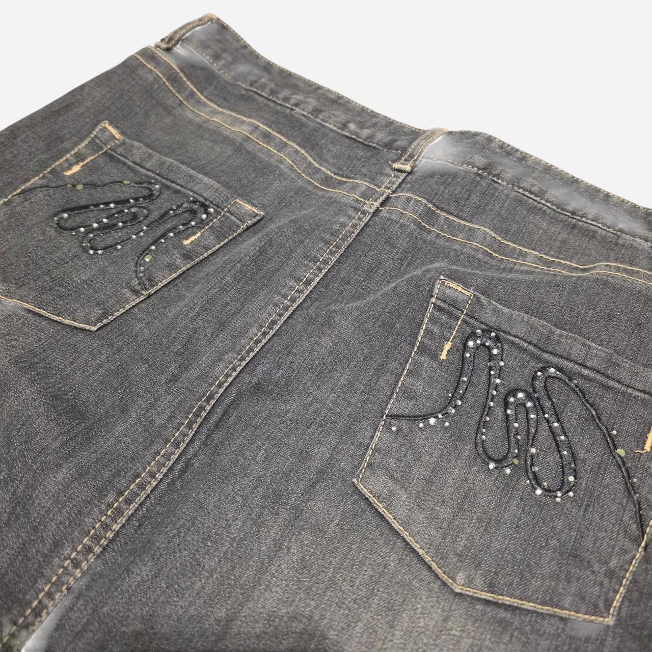 Y2K Navy Denim Skirt With Beaded Pockets โ photo 3 of 6