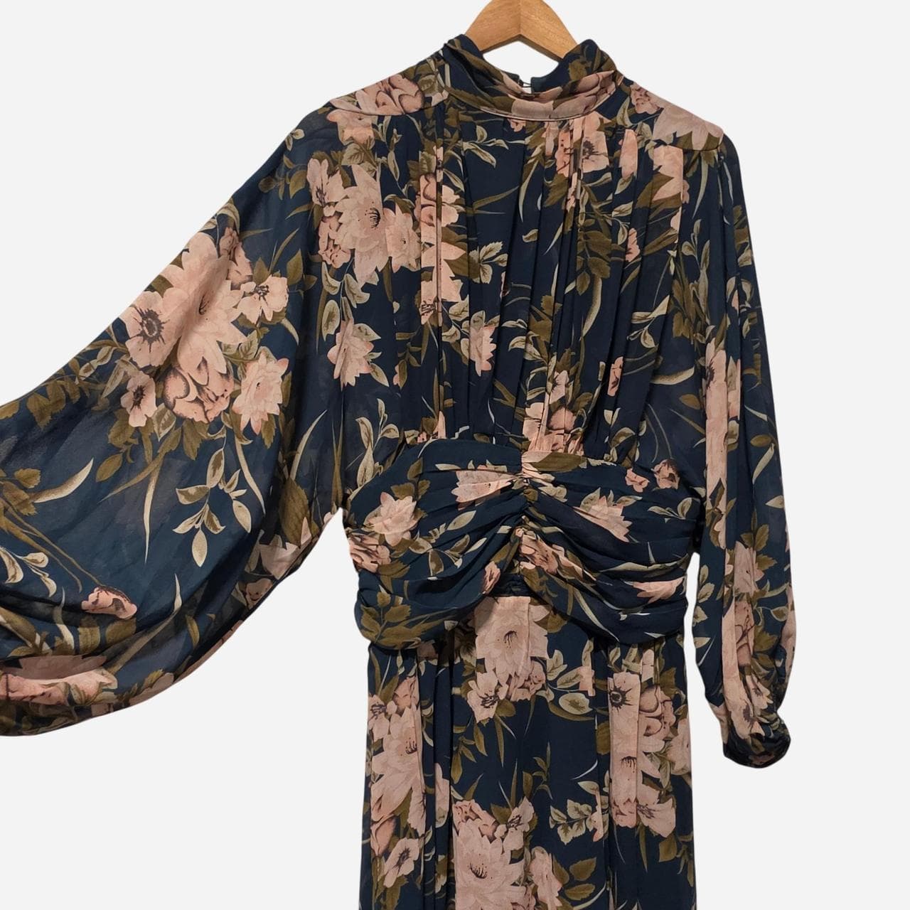 Esther & Co Deep Green Floral Long Sleeve Maxi Dress โ photo 1 of 8