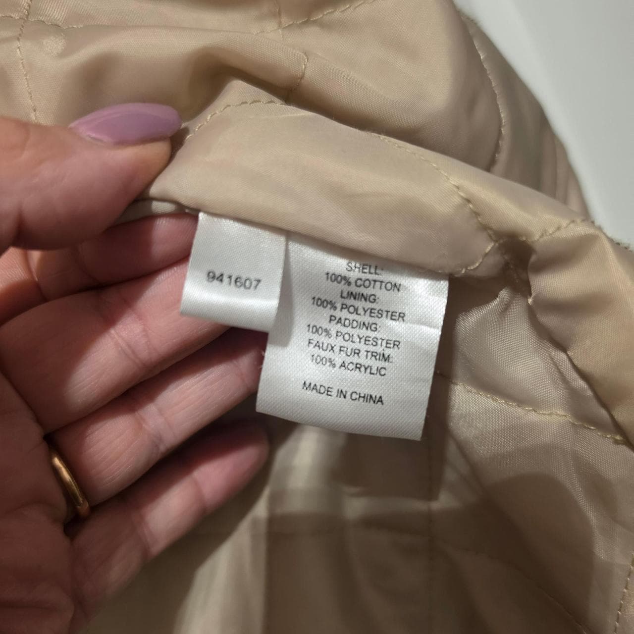 Jay Jays Tan Quilted Diamond Pattern Winter Parka With Fur Hood β photo 6 of 7