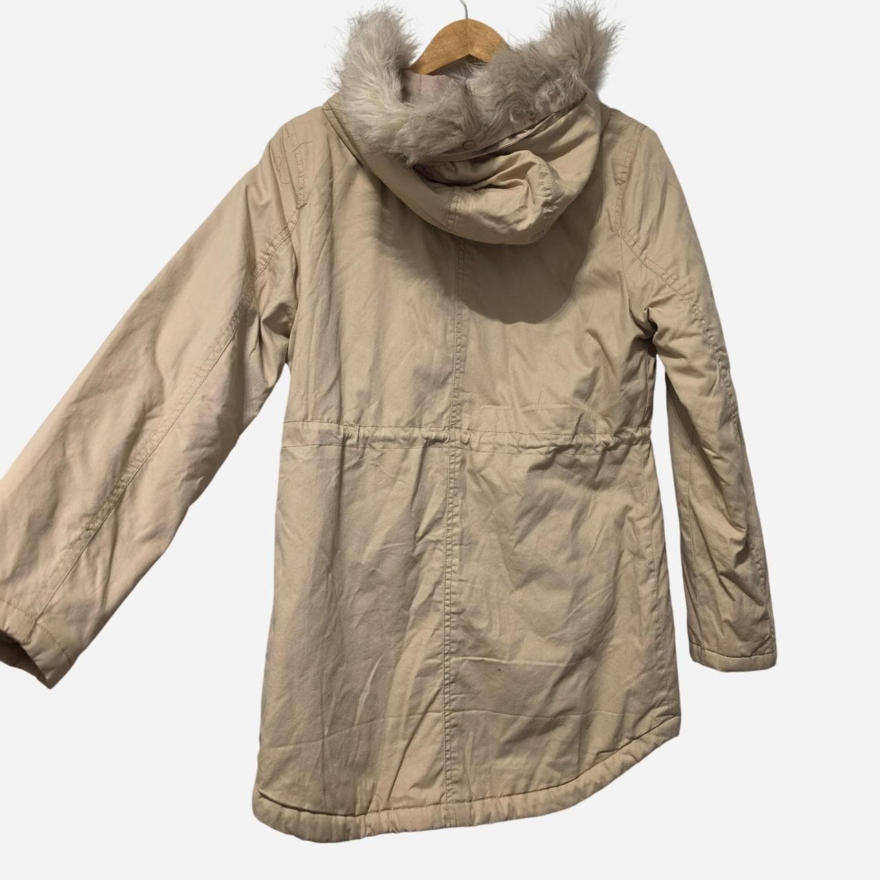 Jay Jays Tan Quilted Diamond Pattern Winter Parka With Fur Hood β photo 7 of 7