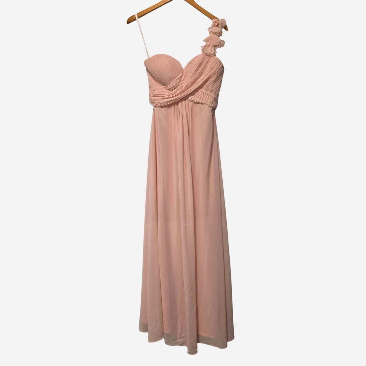 Blush Pink One Shoulder Chiffon Bridesmaid Dress — photo 1 of 7