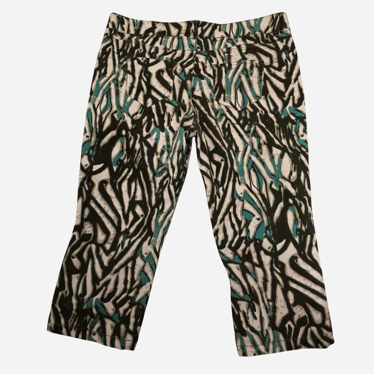 xrd denim abstract print cropped jeans teal black β photo 5 of 5