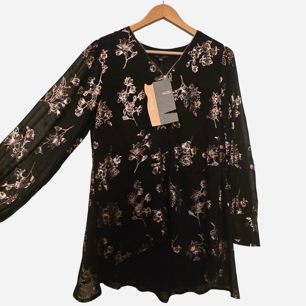 le urban mesh tunic black rose gold floral foil print β photo 3 of 8